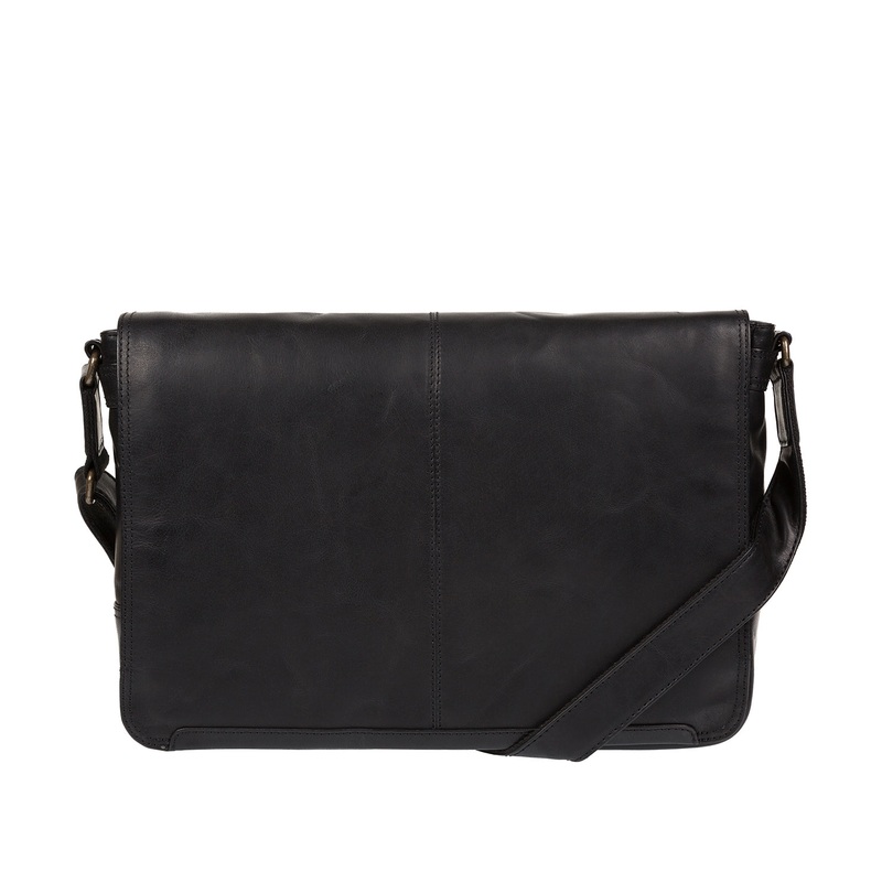 'Bermondsey' Black Buffalo Leather Messenger Bag