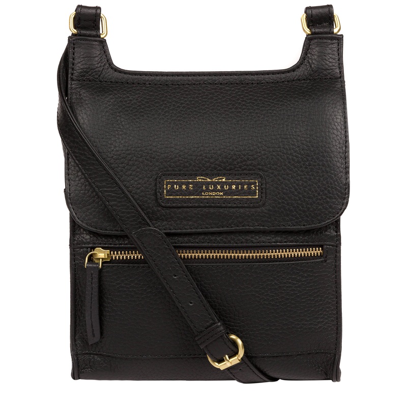 'Buxton' Black & Gold Leather Cross Body Bag