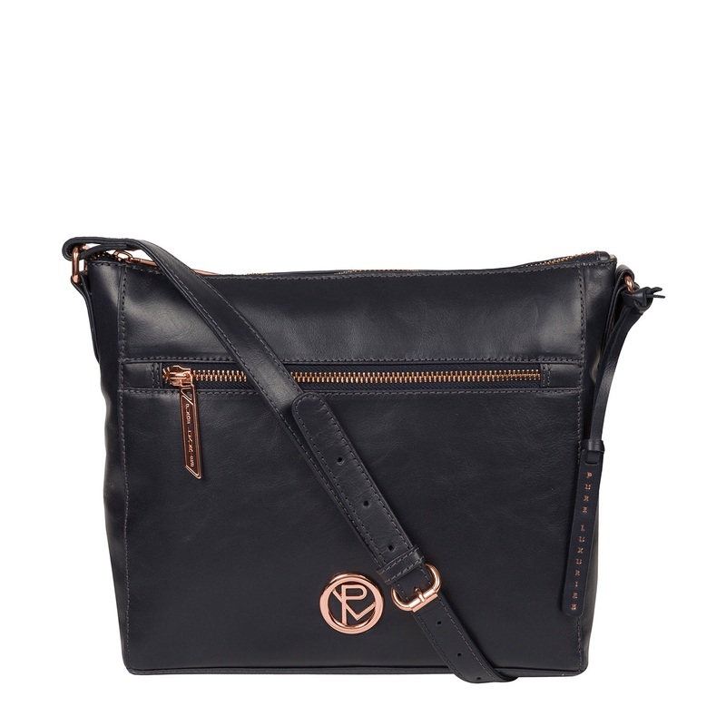 'Byrne' Navy Leather Cross Body Bag