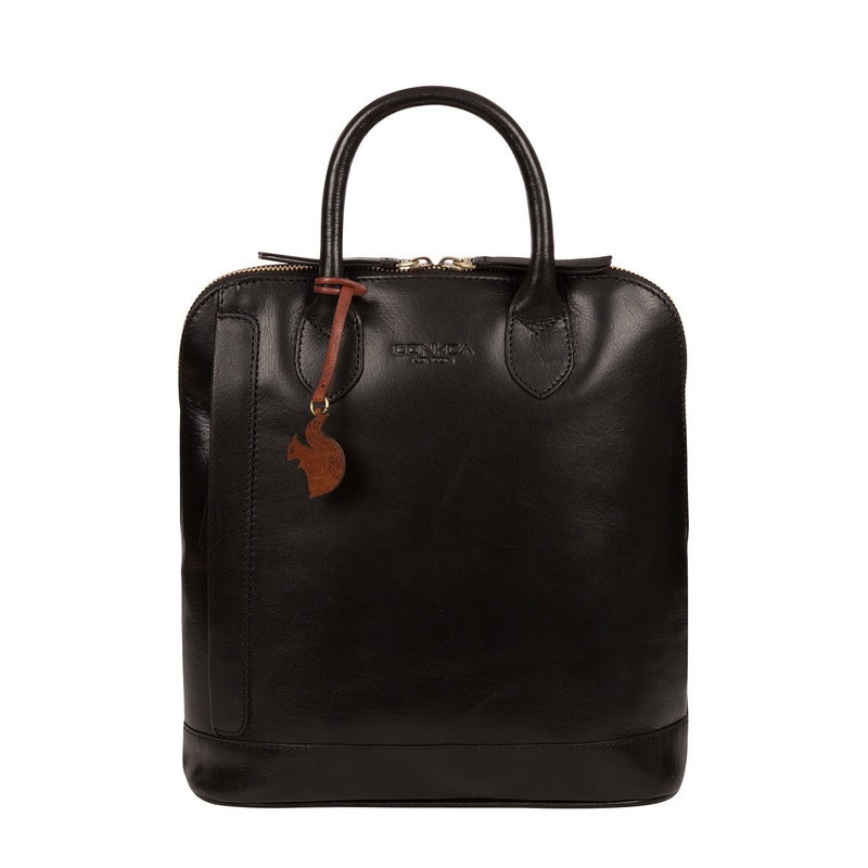 'Camille' Black Leather Backpack