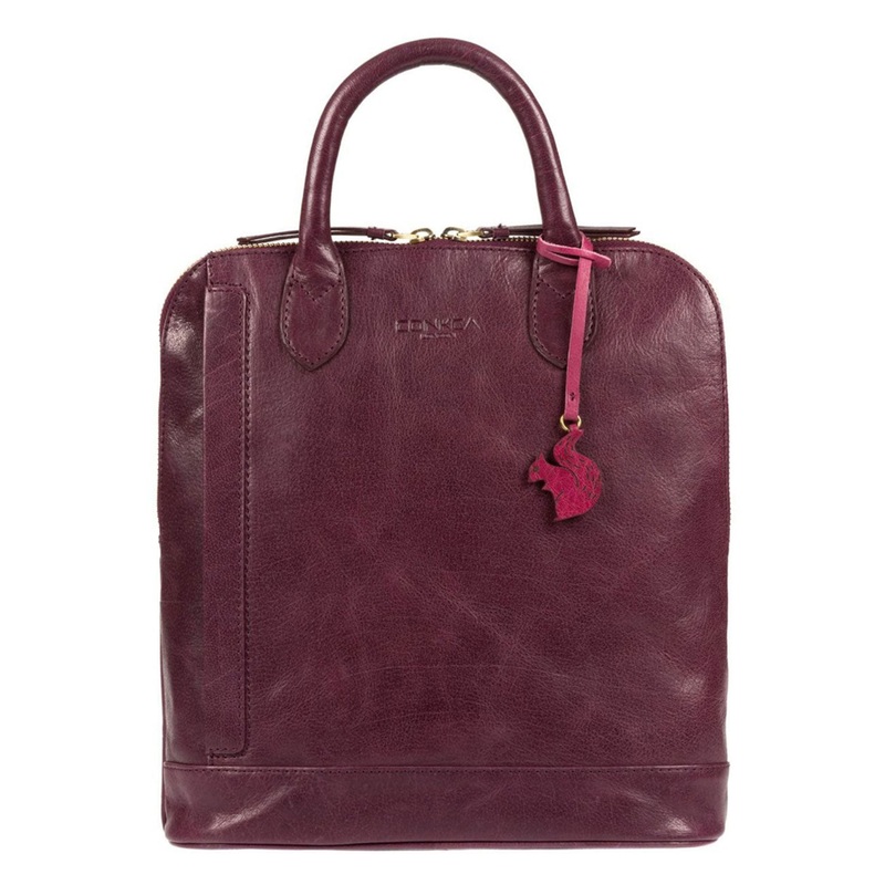 'Camille' Plum Leather Backpack