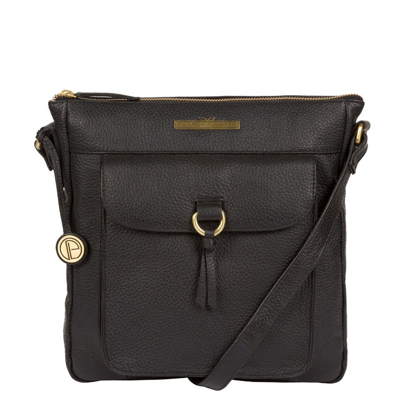 'Caroline' Black Leather Cross Body Bag