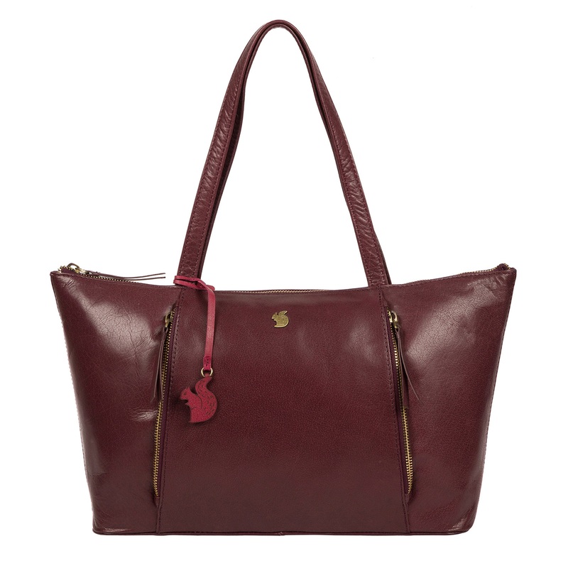 'Clover' Plum Leather Tote Bag