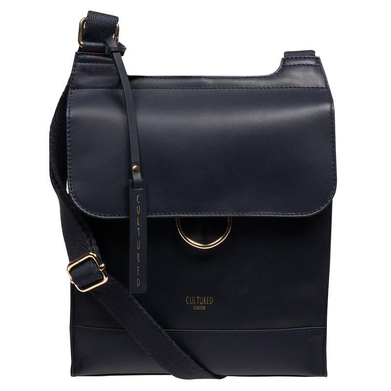 'Covent' Dark Navy Leather Cross Body Bag