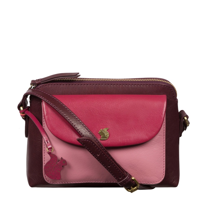 'Dainty' Plum, Blush & Orchid Leather Cross Body Bag