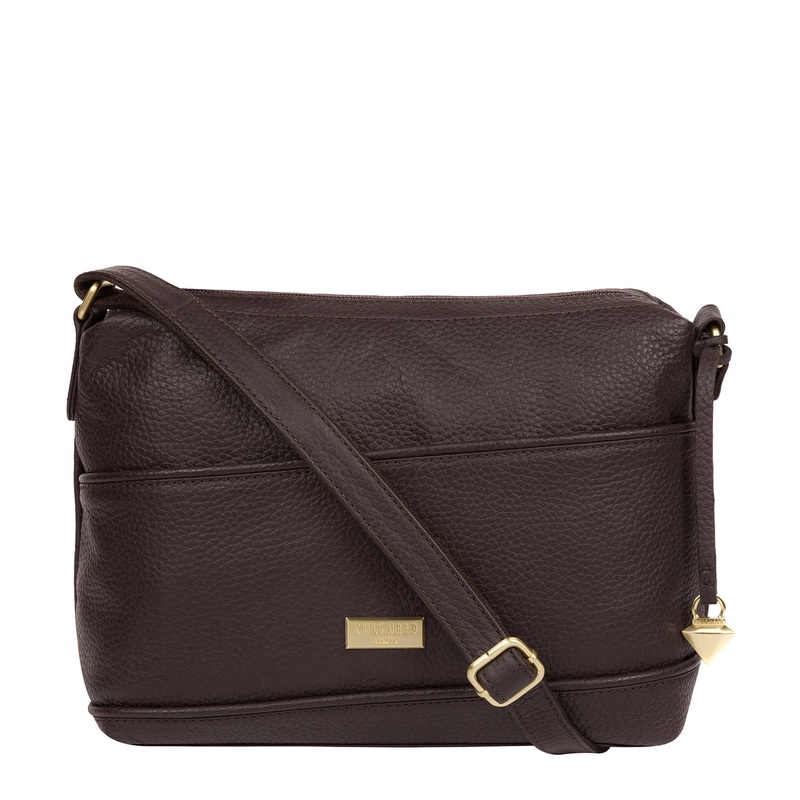 'Duana' Dark Chocolate Leather Shoulder Bag