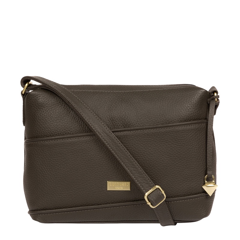'Duana' Olive Leather Shoulder Bag