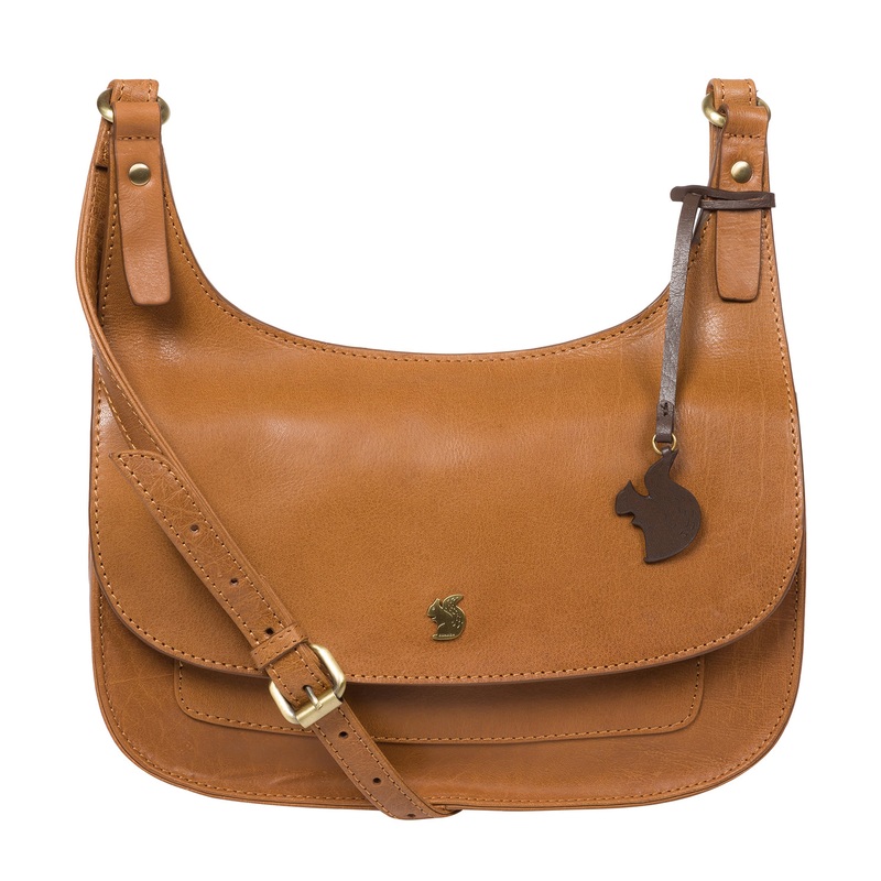 'Ellipse' Dark Tan Leather Cross Body Bag