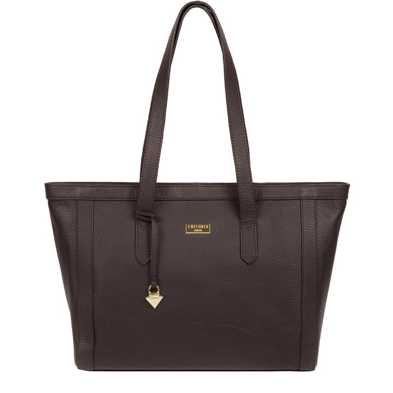 'Farah' Dark Chocolate Leather Tote Bag