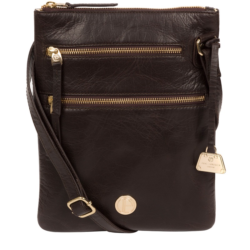 'Gardenia' Dark Brown Leather Cross Body Bag