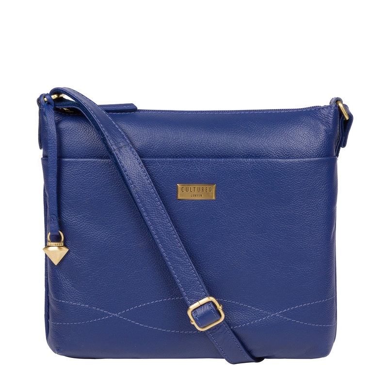 'Gianna' Mazarine Blue Leather Cross Body Bag