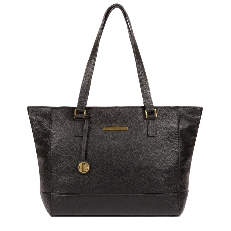 'Goldie' Black Leather Tote Bag