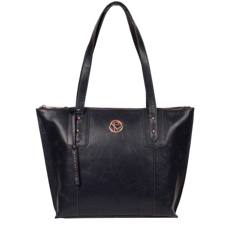 'Goya' Navy Leather Tote Bag