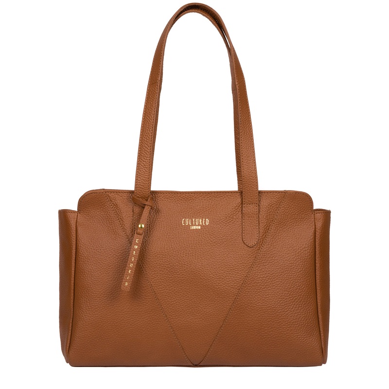 'Greta' Tan Leather Shoulder Bag