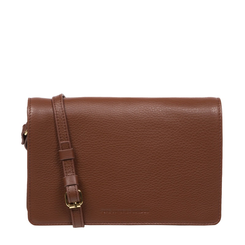 'Gwen' Dark Tan Nappa Leather Cross Body Bag