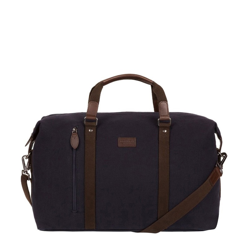 'Hackney' Navy Canvas & Leather Holdall