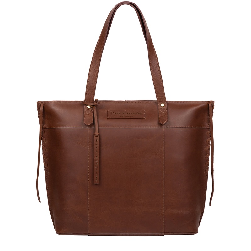 'Hampstead' Conker Brown Leather Tote Bag