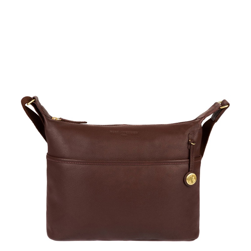 'Helmsley' Auburn & Gold Leather Shoulder Bag