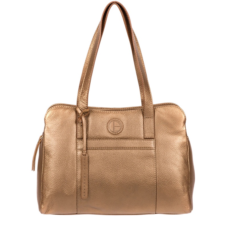 'Henna' Bronze Gold Leather Handbag