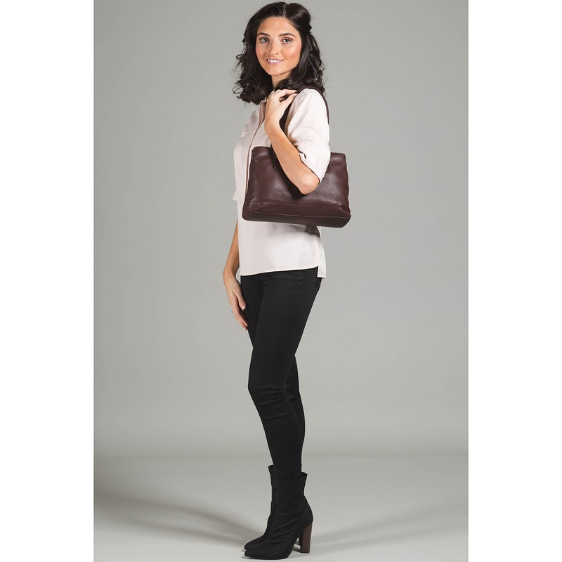 'Hope' Brown Pebbled Cowhide Leather Handbag