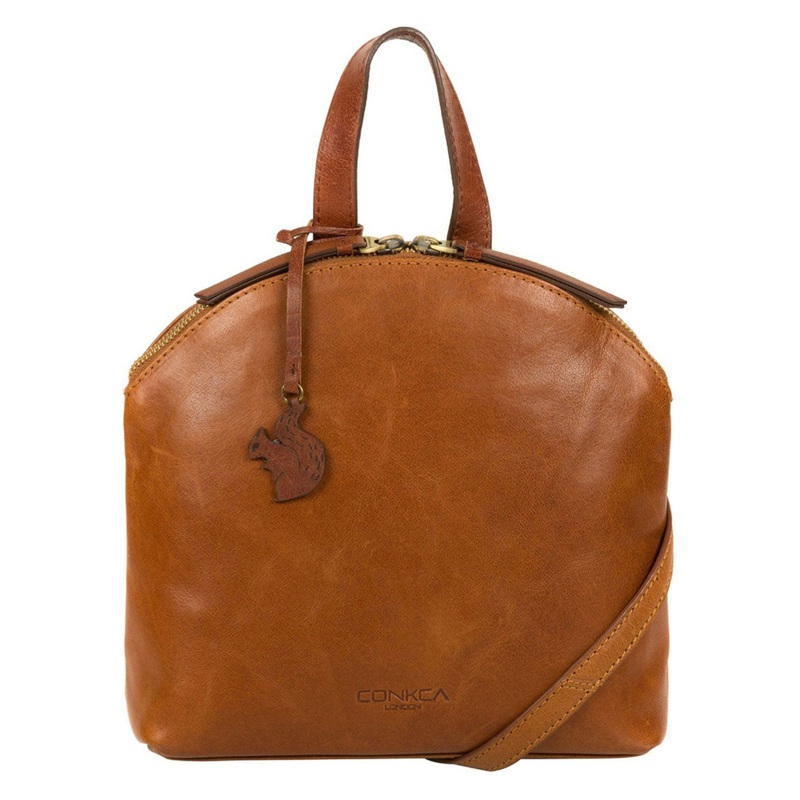 'Ingrid' Dark Tan & Conker Brown Leather Cross Body Bag