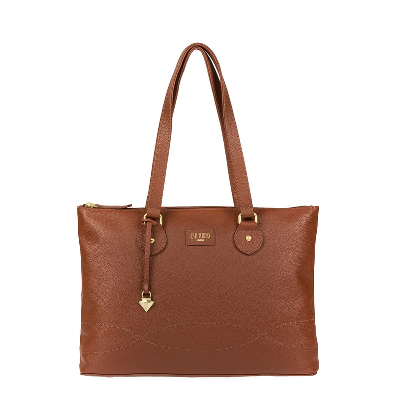 'Ivy' Sienna Brown Real Leather Tote Bag