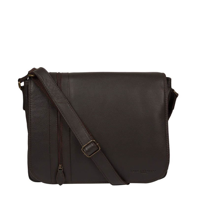 'Jefferson' Brown Leather Messenger Bag