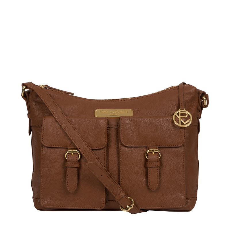 'Jenna' Tan Leather Shoulder Bag