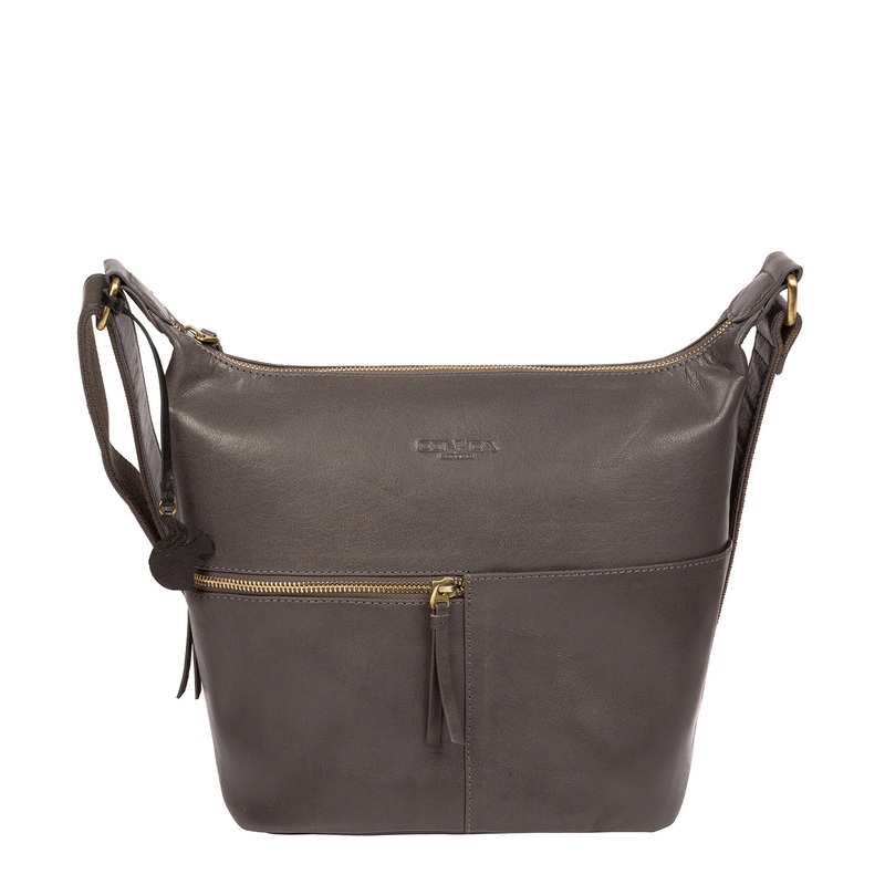 'Kristin' Slate Leather Shoulder Bag