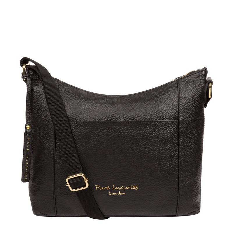'Lachele' Black Leather Shoulder Bag