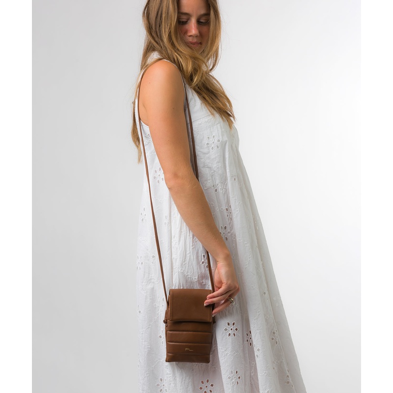 'Lilian' Chestnut Nappa Leather Cross Body Phone Bag