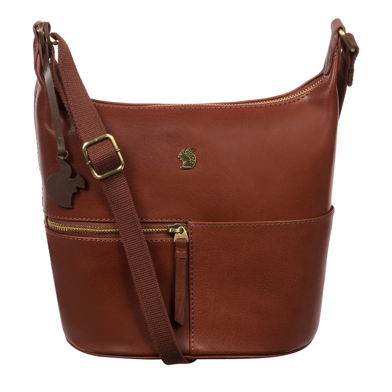 'Little Kristin' Conker Brown Leather Shoulder Bag