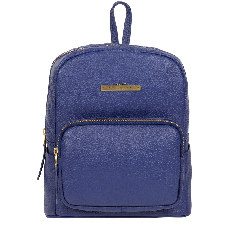 'Lois' Navy Leather Backpack