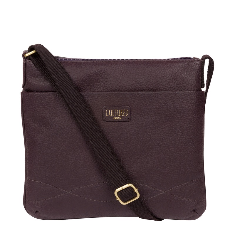 'Manon' Plum Leather Small Cross Body Bag