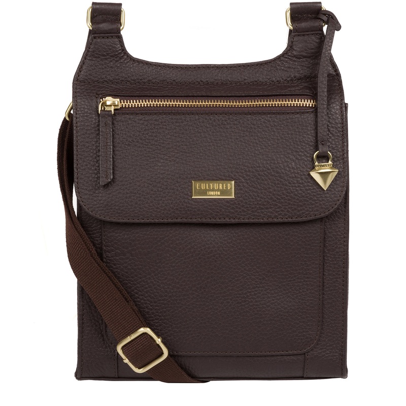 'Marie' Dark Chocolate Leather Cross Body Bag