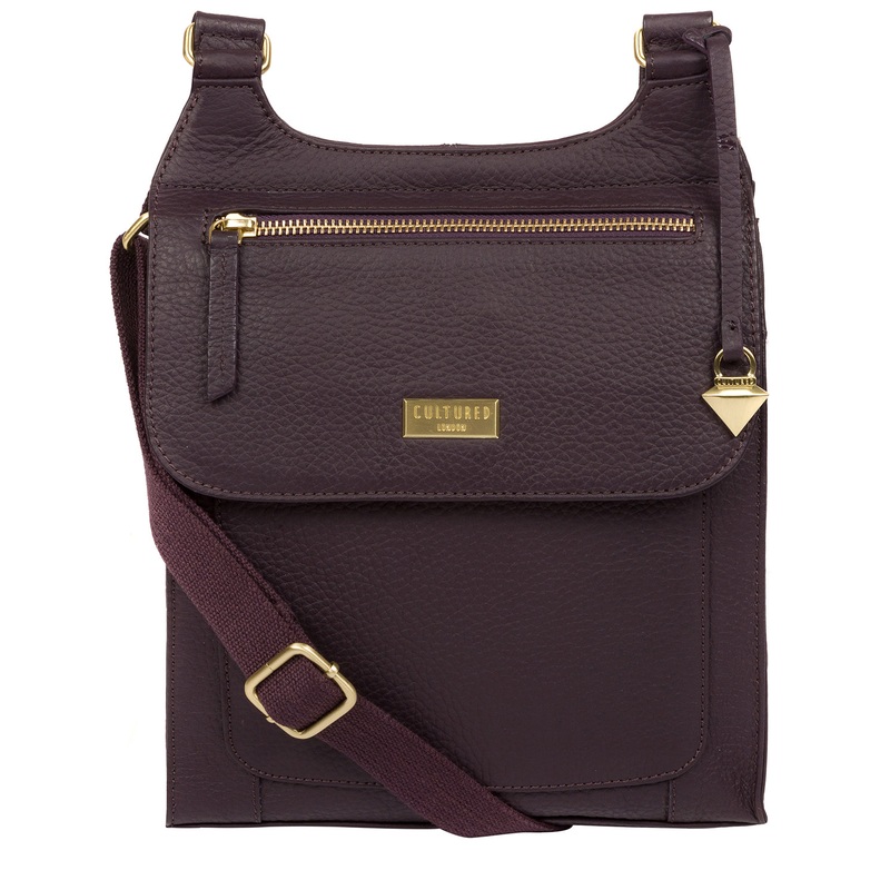 'Marie' Fig Leather Cross Body Bag