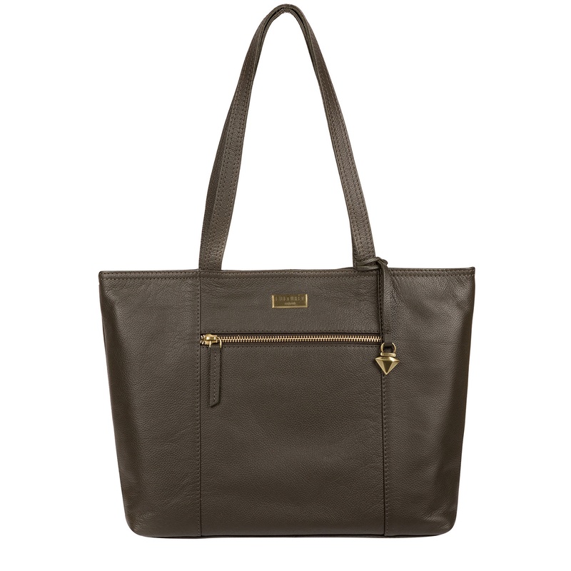 'Maya' Olive Leather Tote Bag