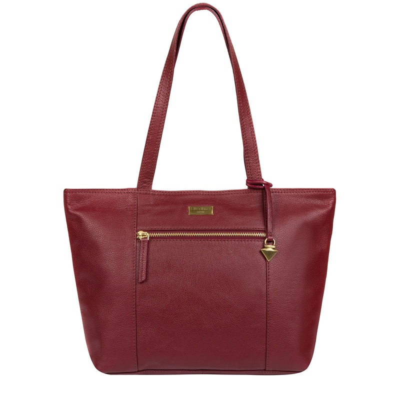 'Maya' Ruby Red Leather Tote Bag