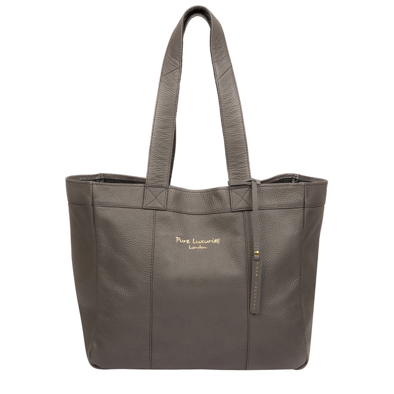 'Melissa' Grey Leather Tote Bag