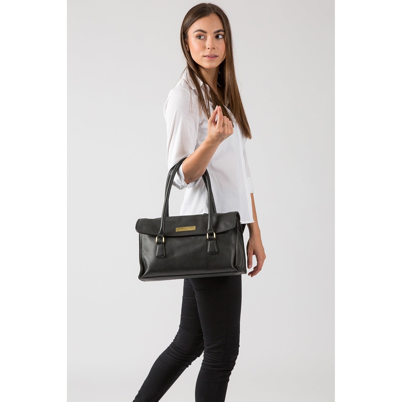 'Milton' Black Leather Handbag
