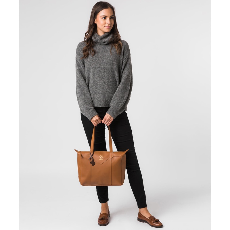 'Molly' Saddle Tan Vegetable-Tanned Leather Tote Bag
