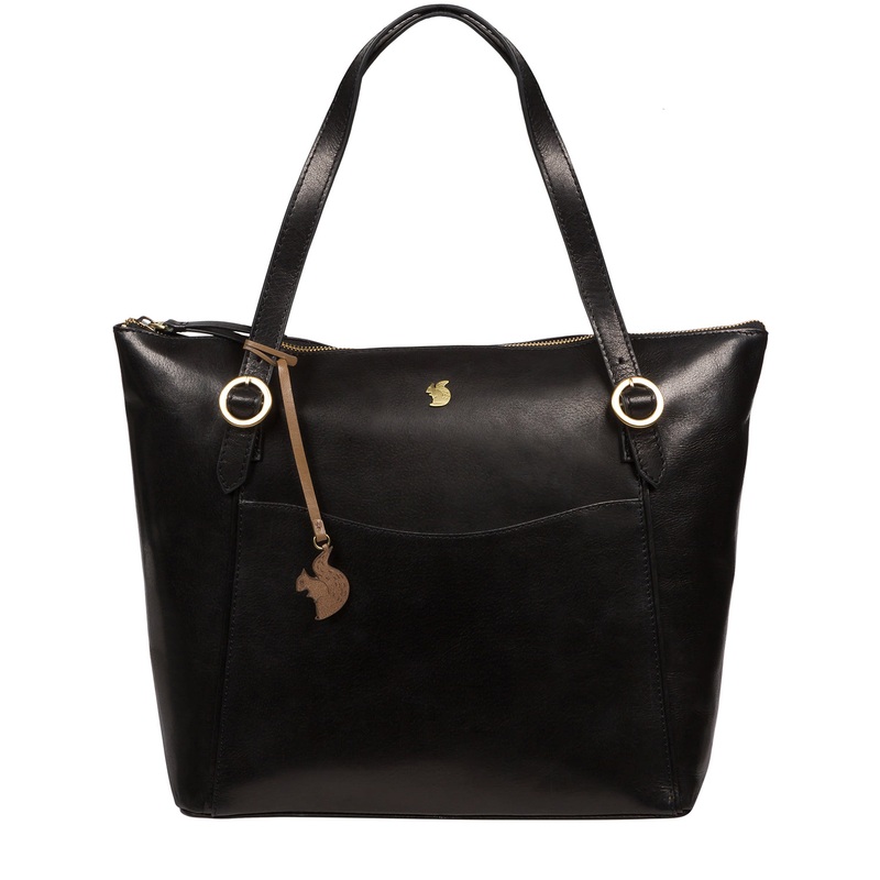 'Mondo' Black Leather Tote Bag