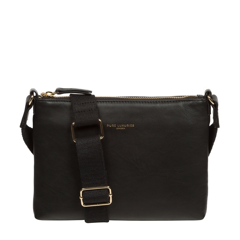 'Nessa' Black Nappa Leather Cross Body Bag