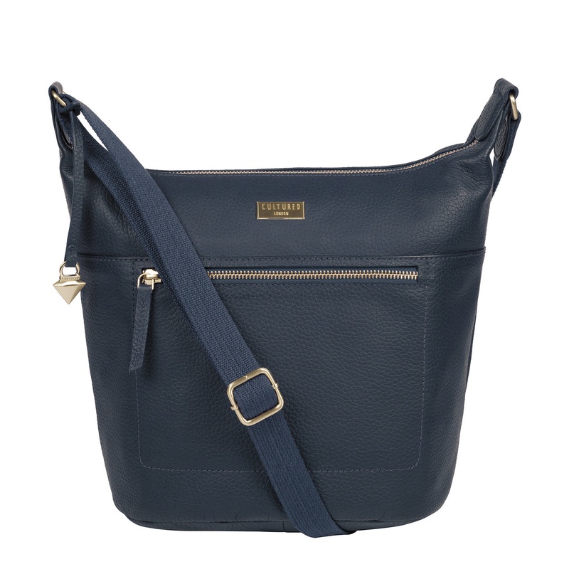 'Paula' Denim Leather Cross Body Bag
