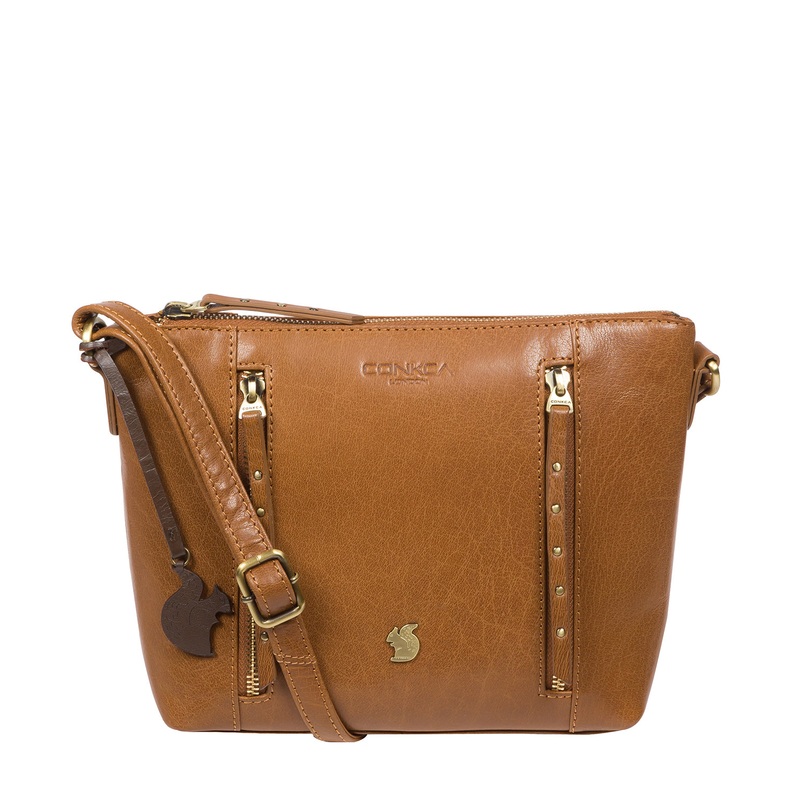 'Pip' Dark Tan Leather Cross Body Bag