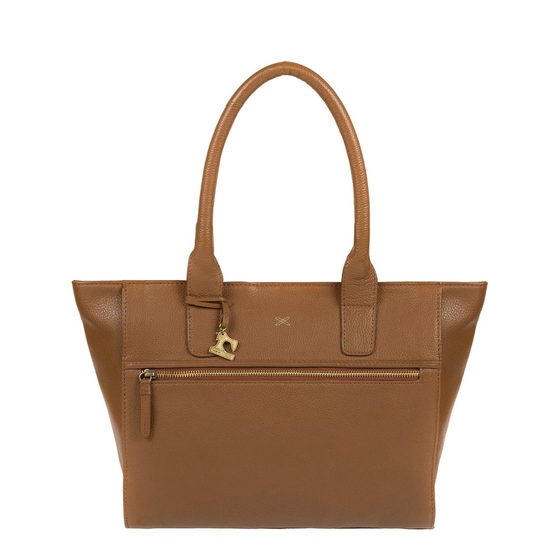 'Quinn' Dark Tan Leather Tote Bag