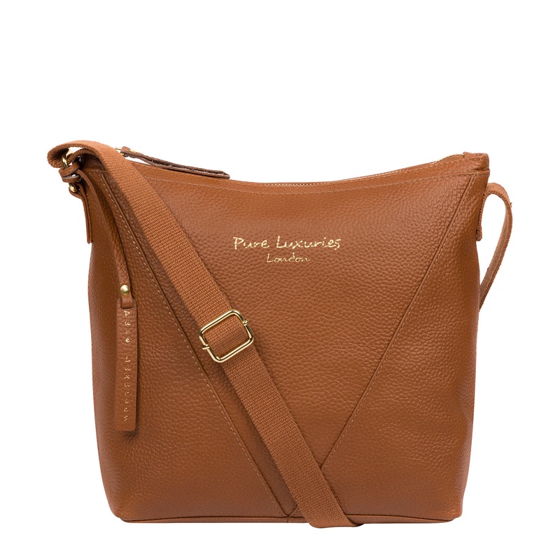 'Rena' Tan Leather Cross Body Bag