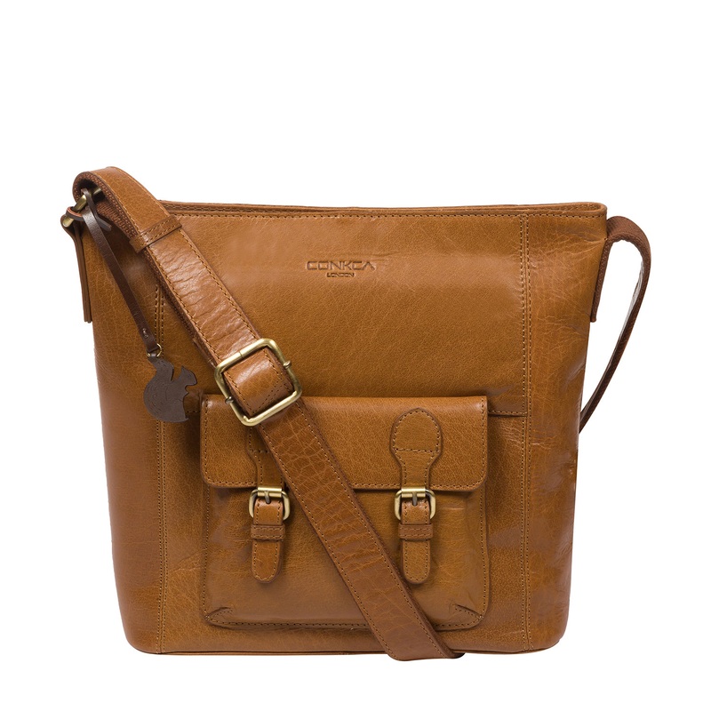 'Robyn' Dark Tan Leather Shoulder Bag