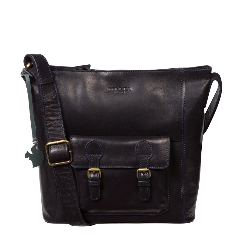 'Robyn' Navy Leather Shoulder Bag