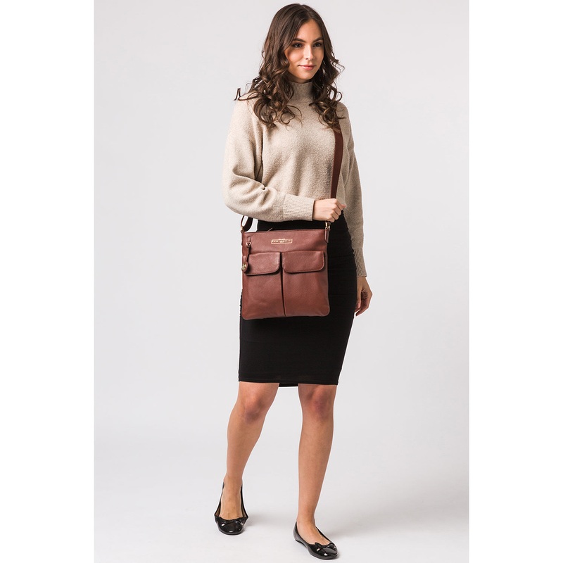 'Soames' Chestnut Leather Cross Body Bag